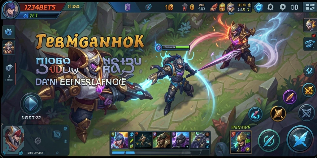 Screenshot gameplay seru dari 1234BETS dalam pertarungan MOBA.