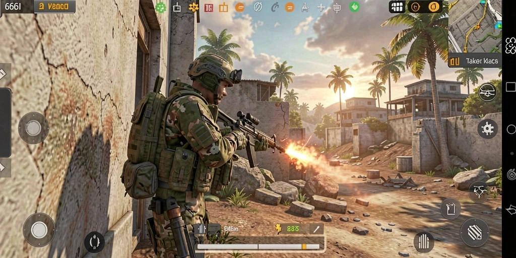 Gameplay FPS mendebarkan di 666I dengan aksi menembak yang intens.