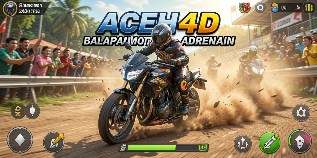 Screenshot gameplay ACEH4D yang menampilkan aksi balapan motor yang seru.