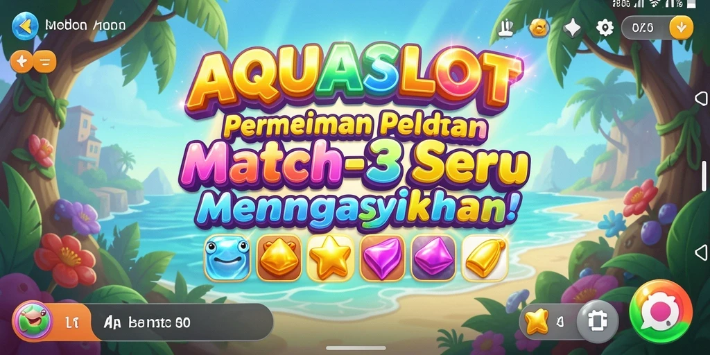 Screenshot gameplay AQUASLOT menampilkan aksi mencocokkan yang seru.