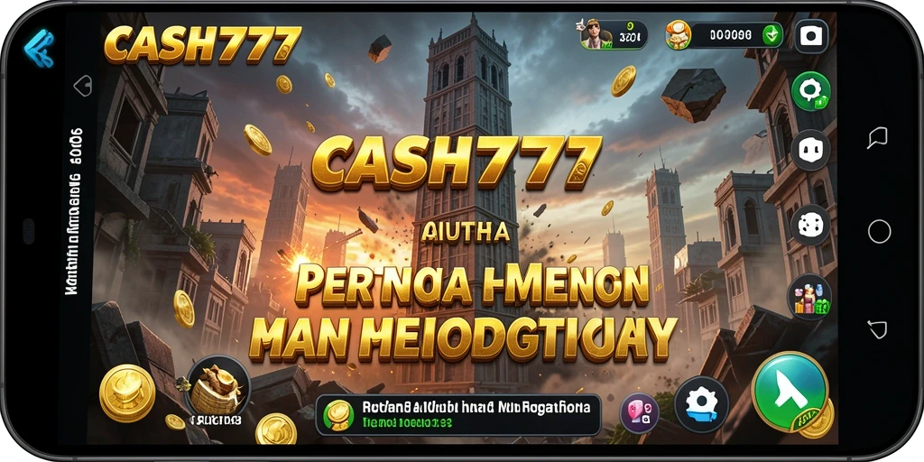 Tampilan seru gameplay pertahanan menara dari CASH777 di layar.