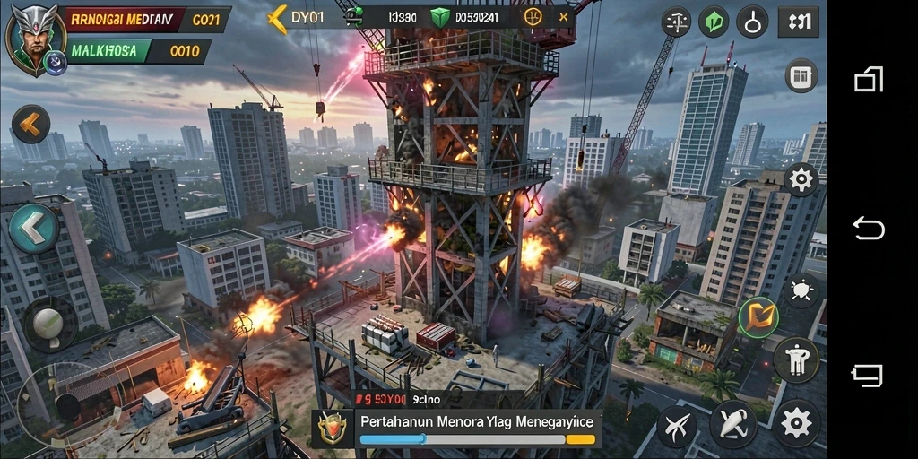 Tangkapan layar DY01 menampilkan aksi mendebarkan dalam game Tower Defense.