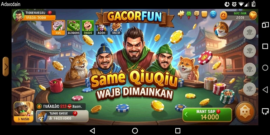 Screenshot gameplay GACORFUN yang menampilkan keseruan bermain QiuQiu.