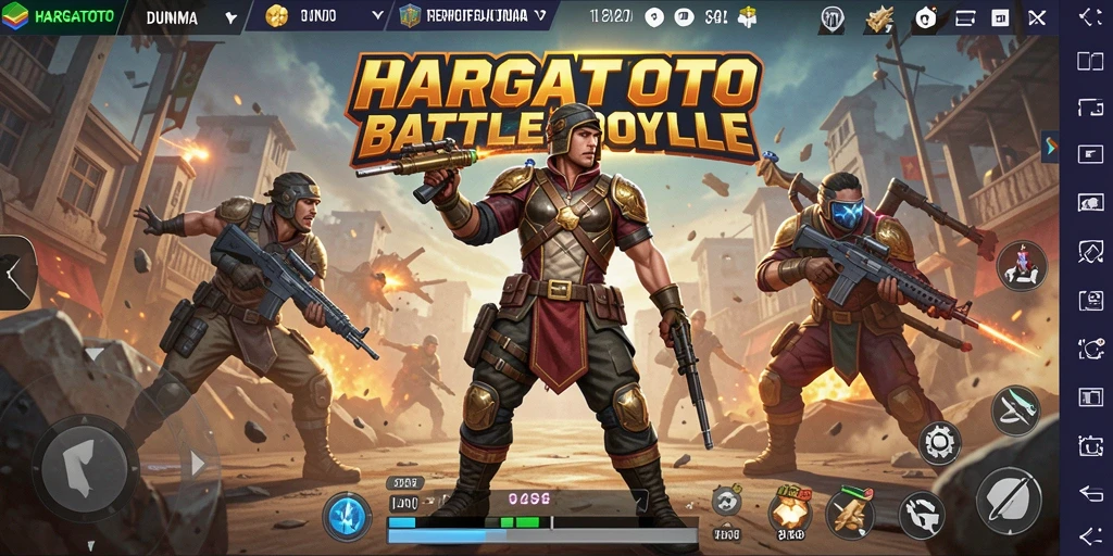 Screenshot menampilkan aksi seru dalam HARGATOTO di arena Battle Royale.