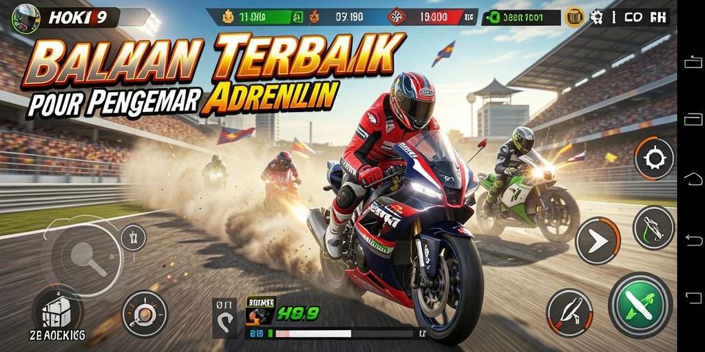 Screenshot HOKI9 menampilkan aksi balapan motor yang mendebarkan.