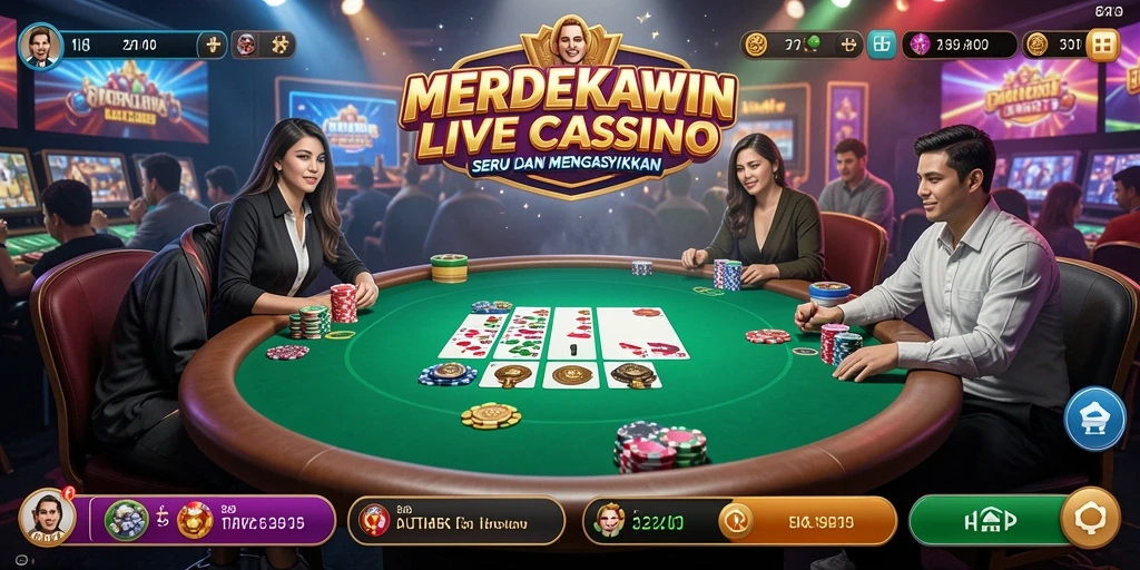 Screenshot gameplay MERDEKAWIN dengan dealer langsung.