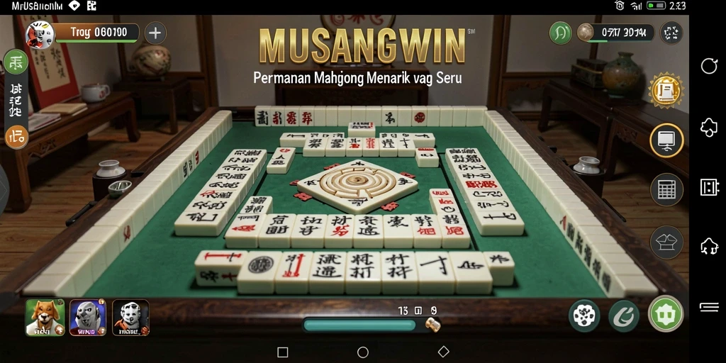 Gameplay seru Mahjong dengan desain ubin yang indah.