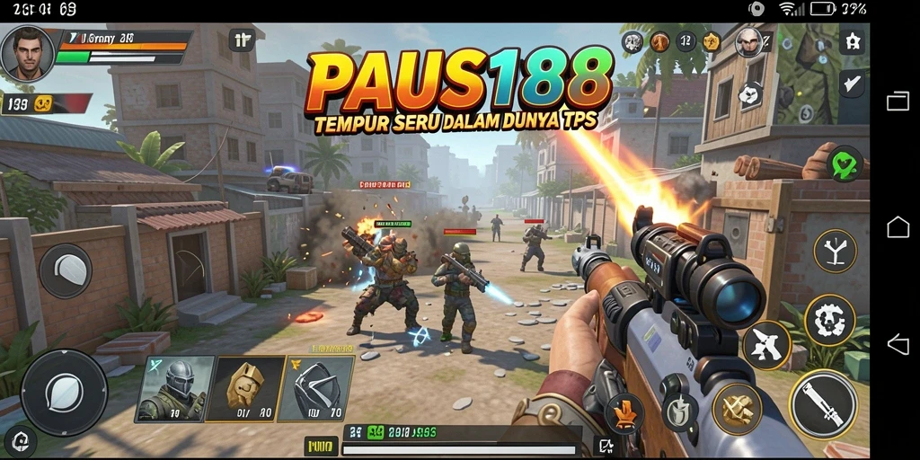 Screenshot PAUS188 menunjukkan aksi pertempuran yang mendebarkan dalam TPS.