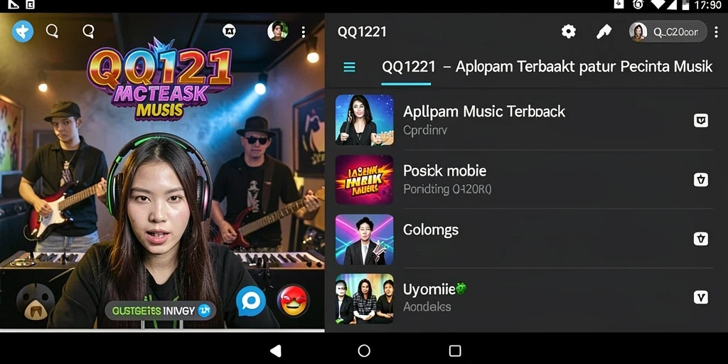 Tampilan menarik dari gameplay QQ1221 saat mendengarkan musik.