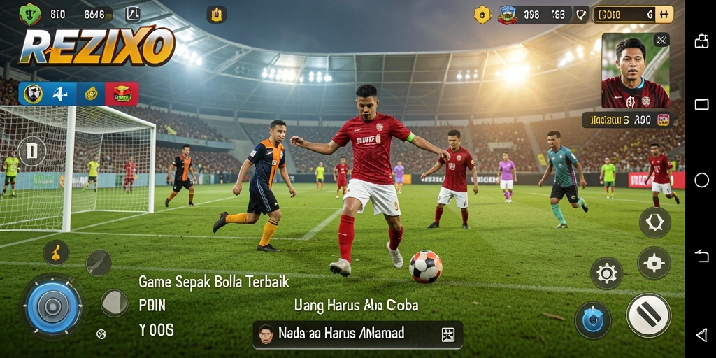 Screenshot gameplay <strong>REZIXO</strong> yang menampilkan aksi sepak bola yang mendebarkan.