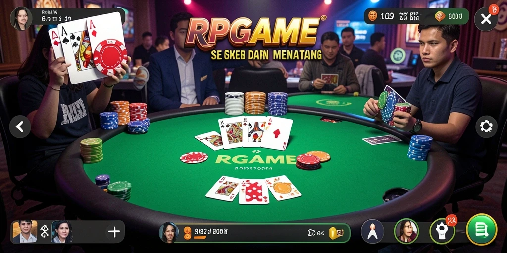 Screenshot RPGAME menampilkan gameplay Poker yang intens dan menarik.