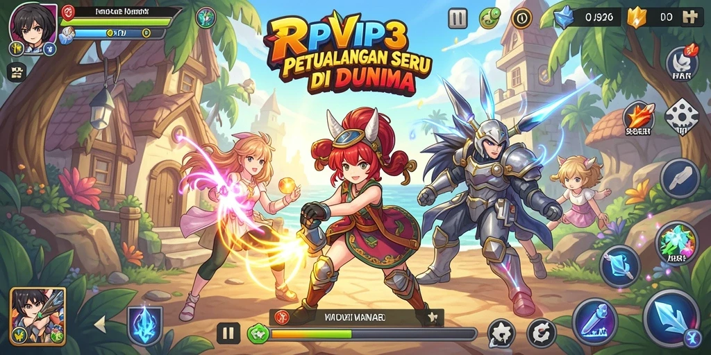 Tampilan gameplay RPVIP3 yang penuh aksi dan warna.