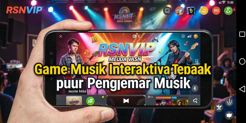 Tampilan gameplay RSNVIP dengan antarmuka musik yang menarik.
