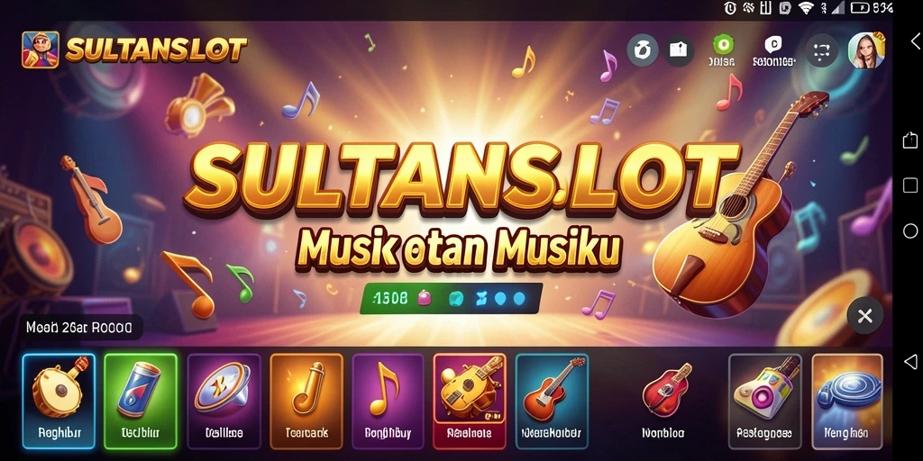 Screenshot utama SULTANSLOT menampilkan gameplay seru dengan berbagai pilihan lagu.