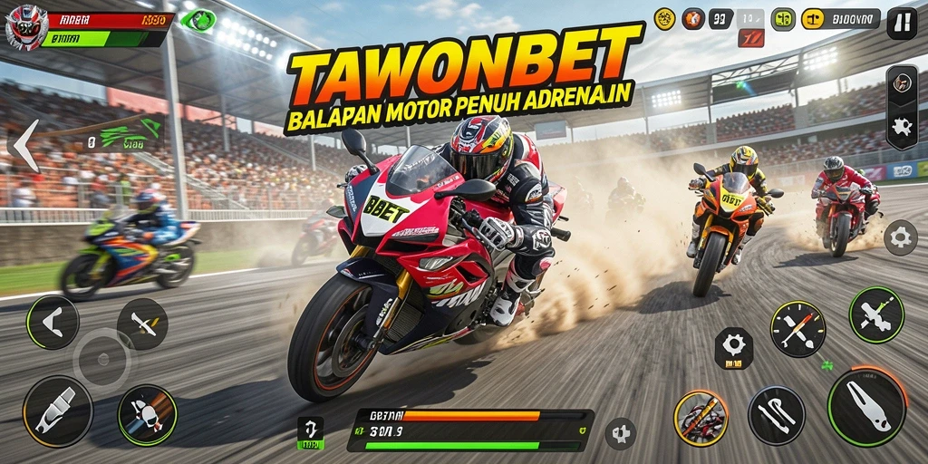 Gambaran gameplay seru dari balapan motor di TAWONBET.