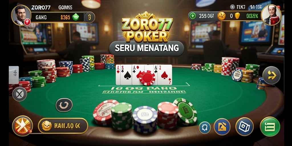 Tampilan menarik dari gameplay Poker di ZORO77.
